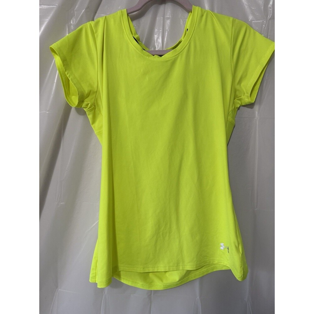 Under Armour Run Womens Size S Neon Yellow HeatGear Running Athletic Shirt
